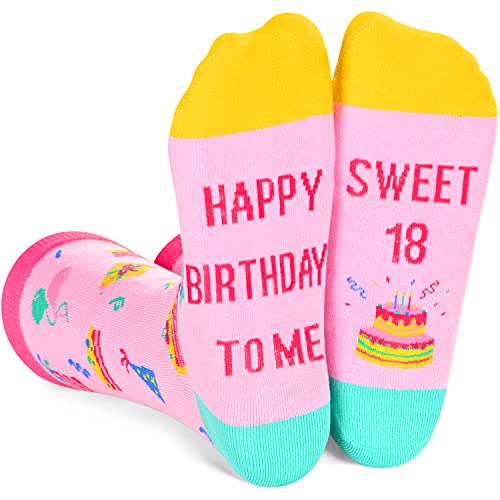 Unique 18th Birthday Gifts for 18 Year Old Girl, Funny 18th Birthday Socks, Crazy Silly Gift Idea for Sisters, Daughters, Friends, Birthday Gift for