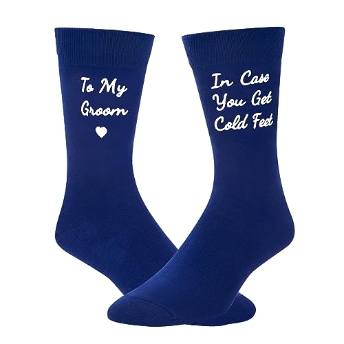 Unique Groom Men's Navy Blue Crew Socks Happypop