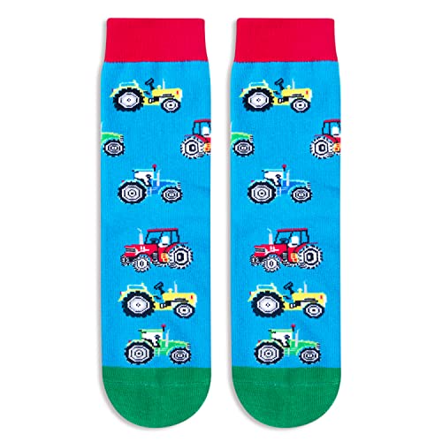 Novelty Tractor Socks For Kids, Funny Tractor Gifts, Kids' Gifts For Boys and Girls, Unisex Pattern Socks for Children, Funny Socks, Cute Socks, Fun Tractor Themed Socks, Gifts for 7-10 Years Old