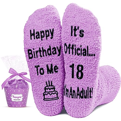Unique 18th Birthday Gifts for 18 Year Old Girl, Funny 18th Birthday Socks, Crazy Silly Gift Idea for Sisters, Daughters, Friends, Birthday Gift for