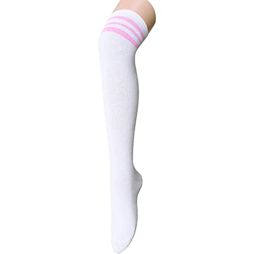 Pink Striped Thigh High Socks, Pink Striped Socks