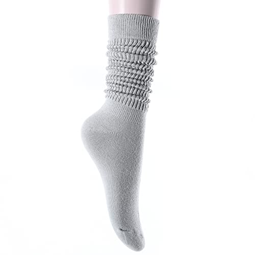 Novelty Gray Slouch Socks For Women, Gray Scrunch Socks For Girls