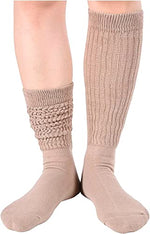 Funny Beige Socks for Women Teen Girls, Beige Slouch Socks, Beige Scrunch Socks, Thick Long High Knit Socks, Gifts for the 80s 90s, Vintage Solid Color Socks