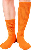 Funny Orange Socks for Women Teen Girls, Orange Slouch Socks, Orange Scrunch Socks, Thick Long High Knit Socks, Gifts for the 80s 90s, Vintage Solid Color Socks
