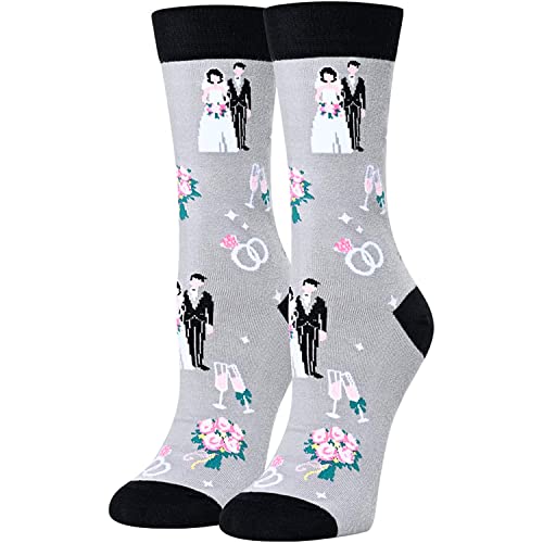 Novelty Wedding Socks for Bride and Groom, Funny Gifts for Bride and G Happypop