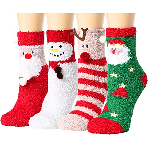 5 Pack Fuzzy Anti-Slip Socks for Women Girls Non Slip Slipper Socks with  Grippers, Gift For Her, Gift For Mom