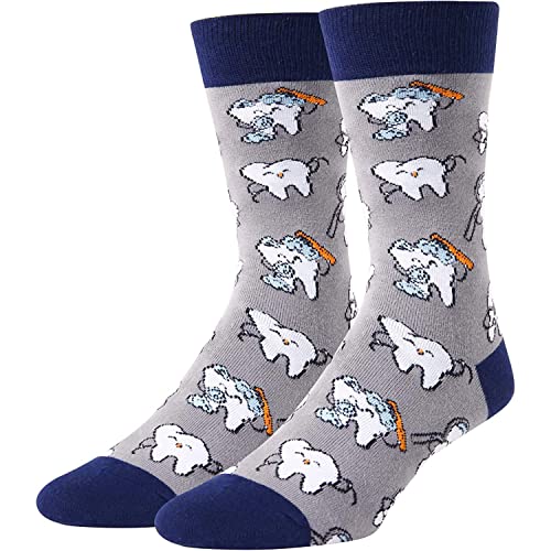 Men's Funny Gray Best Teeth Socks Dental Assistant Gifts Happypop