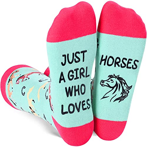 Women's Funny MidCalf Knit Cute Horse Socks Gifts for Horse Lovers