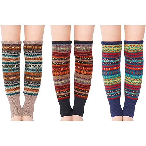 Kawaii Bohemian Socks, Wool Leg Warmers for Women, Girls, Knit Leg War –  Happypop