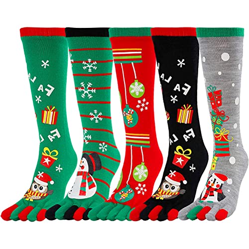 Funny Christmas Toe Socks for Women Girls, Christmas Toe Separator