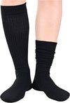 Black Scrunch Socks Women, Cotton Long High Tube Socks, Fun Cute Black Slouch Socks for Women Girls, Fashion Vintage 80s Gifts, 90s Gifts Black Socks 4 Pairs
