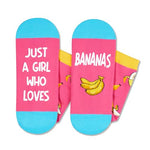 Banana Socks, Crazy Socks Banana Fun Print Novelty Crew Socks for Women, Banana Gifts, Fruit Lover Gift