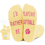 Fuzzy Socks Kids Socks Softball Socks for Girls Boys, Softball Gifts for Girls Boys Kids 7-10 Years Old Gifts for Softball Players Girls Boys Kids