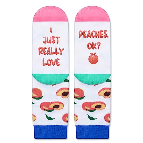 Peach Gifts Girls Cute Fruit Socks Peach Gifts for Kids Funny Peach Themed Socks for Girls 7-10 Years Old