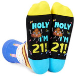 Birthday Gift for Him and Her, Unique 21th Birthday Gifts for 21 Year Old Women Men, Crazy Silly 21th Birthday Socks, Funny Gift Idea for Guys Ladies