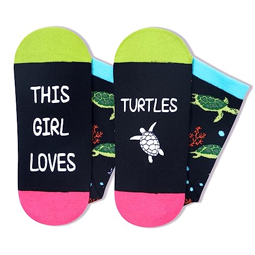 Funny Saying Turtle Gifts for Women,This Girl Loves Turtles,Novelty Turtle Print Socks, Gift For Her, Gift For Mom