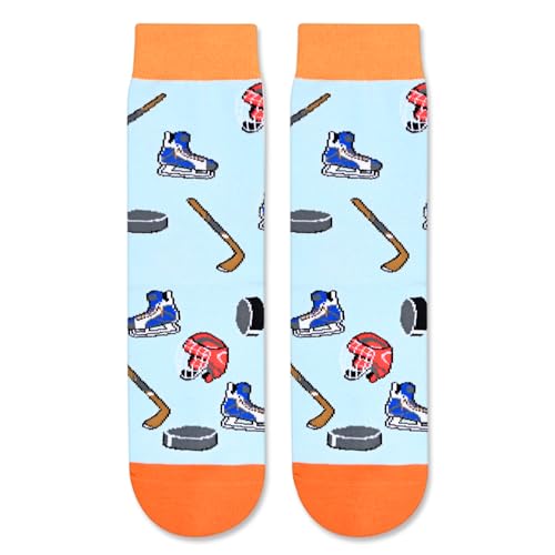 Novelty Hockey Socks for Kids 10-12 Years Old, Funny Hockey Gifts for Sports Lovers, Kids' Gifts for Boys and Girls, Unisex Hockey Themed Socks Children, Silly Socks, Cute Socks