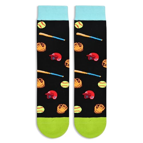 Cute Ball Sports Socks for Sports Lovers, Unisex Softball Socks for Men Women, Funny Softball Gifts for Softball Lovers, Perfect Women Men Softball Socks Gift