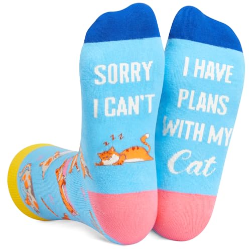 Funny Novelty Socks for Cat Lover, Cat Lovers Gifts, Cute Cat Printed Casual Crew Sock Gifts for Men Women