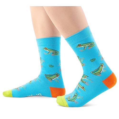 Funny Novelty Socks for Animal Lover, Animal Lovers Gifts, Cute Frog Printed Casual Crew Sock Gifts for Men Women