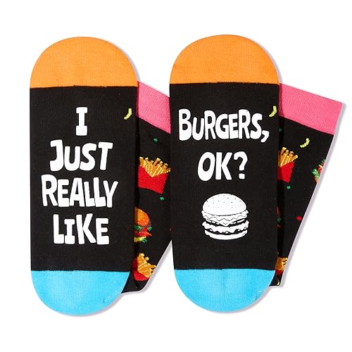 Unisex Burger Socks, Burger Lover Gift, Funny Food Socks, Novelty Burger Gifts, Gift Ideas for Men Women, Funny Burger Socks for Burger Lovers, Valentines Gifts, Christmas Gifts