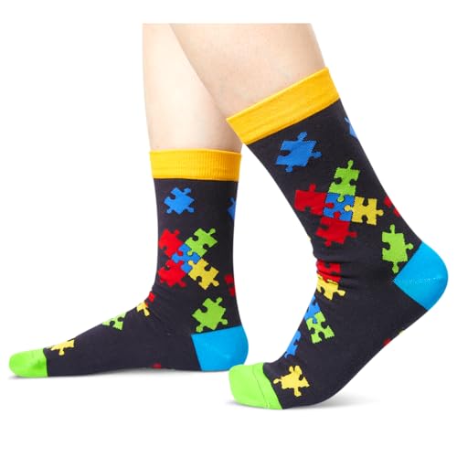 Unisex Puzzle Gifts for Autistic Adults, Autism Awareness Gifts, Down Syndrome Socks for Men Women