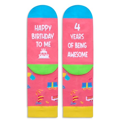 4th Birthday Gifts for 4 Year Old Girl Boy, Crazy Silly Funny Socks for Kids, Kids Novelty Socks