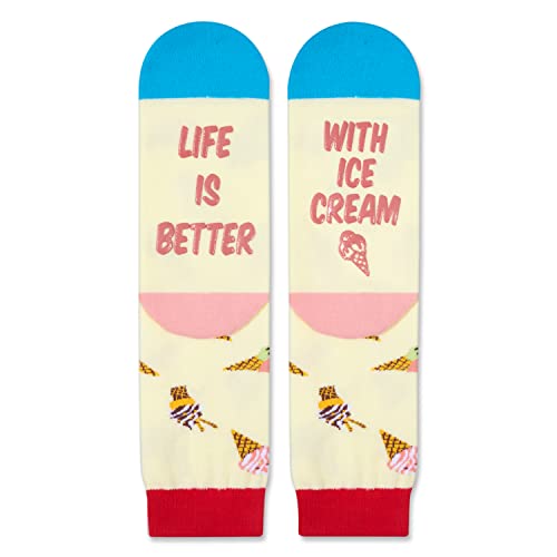 Novelty Ice Cream Socks, Funny Ice Cream Gifts for Ice Cream Lovers, Food Socks, Gifts For Men Women, Unisex Ice Cream Themed Socks, Food Lover Gift, Silly Socks, Fun Socks