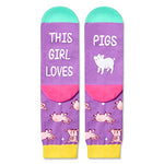 Novelty Pig Women's Purple Crew Socks