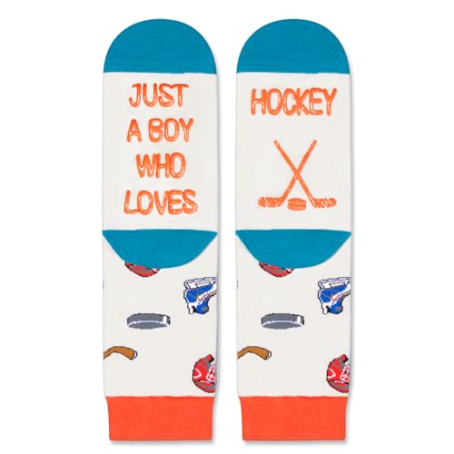 Unisex Hockey Socks for Children, Funny Hockey Gifts for Hockey Lovers, Kids' Hockey Socks, Cute Sports Socks for Boys and Girls, Novelty Kids' Gifts for Sports Lovers, Gifts for 7-10 Years Old