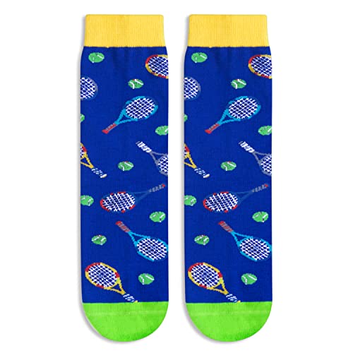 Novelty Tennis Unisex Children's Blue Crew Socks Happypop