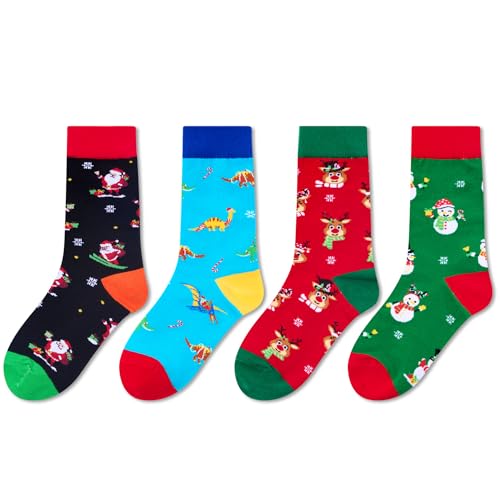 Santa Socks, Novelty Christmas Gifts for 4-7 Years OldKids, Funny Children Christmas Socks, Best Secret Santa Gifts, Xmas Gifts, Christmas Presents, Holiday Socks for Boys Girls, Stocking Stuffers