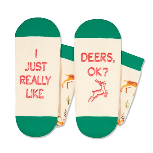 Funny Deer Gifts for Men Women, Deer Gifts for Deer Lovers, Novelty Deer Socks, Socks with Deer, Crazy Silly Socks Hunting Gifts
