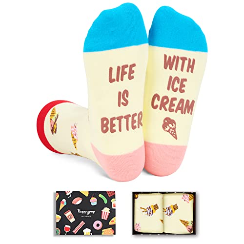 Novelty Ice Cream Socks, Funny Ice Cream Gifts for Ice Cream Lovers, Food Socks, Gifts For Men Women, Unisex Ice Cream Themed Socks, Food Lover Gift, Silly Socks, Fun Socks