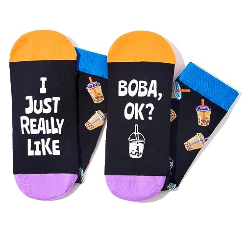 Funny Crazy Socks for Women Men, Boba Bubble Milk Tea Gifts for Teen Girls Boba Socks, Gifts for Drinkers