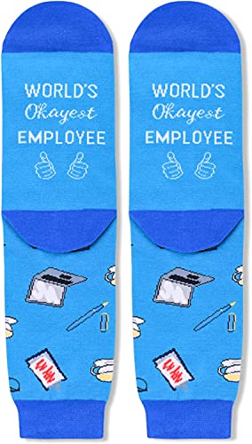 Unisex Funny Employee Gifts Team Gifts for Employees from Boss, Novelty Employee Socks Socks with Sayings