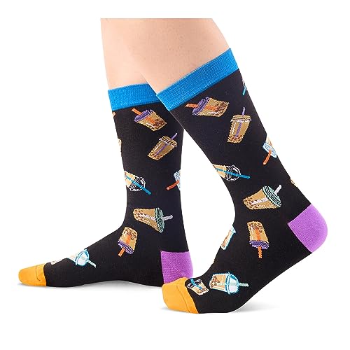 Funny Crazy Socks for Women Men, Boba Bubble Milk Tea Gifts for Teen Girls Boba Socks, Gifts for Drinkers