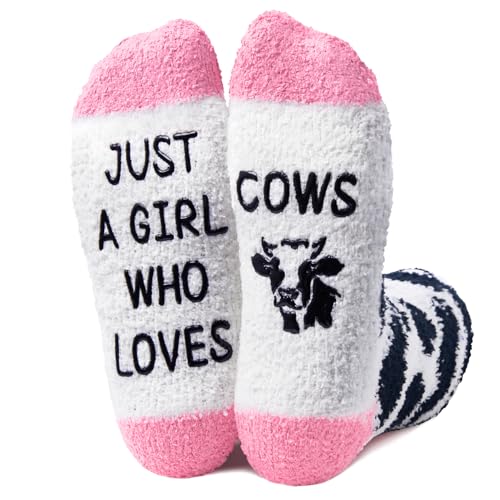 Fuzzy Socks Cow Socks Women Cow Print Socks, Funny Cow Print Gifts Cow Gifts for Cow Lovers Gifts