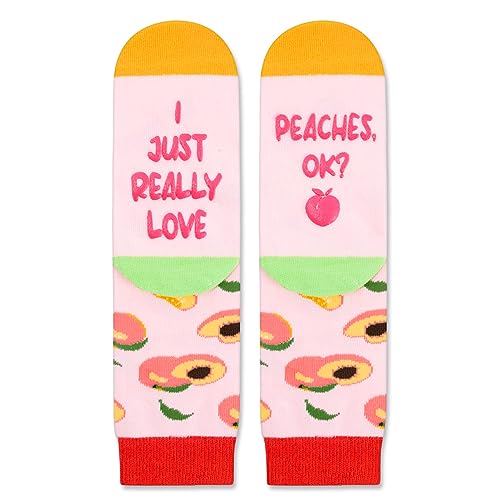 Peach Gifts Unisex Kids Funny Fruit Socks Peach Gifts for Boys and Girls Cute Peach Socks, Gifts for 7-10 Years Old