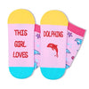 Funny Saying Dolphin Gifts for Women,This Girl Loves Dolphins,Novelty Dolphin Print Socks Ocean Gift