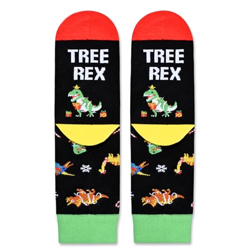 Funny Christmas Gifts for Kids, Christmas Socks, Dinosaur Socks for 4-7 Years Old Boys Girls, Xmas Gifts, Holiday Gifts, Dinosaur Gifts, Santa Gift Stocking Stuffer