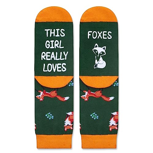 Lovely Fox Girls' Orange Crew Socks