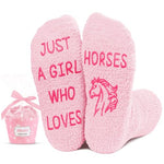 Cute Horse Gifts for Girls, Crazy Fuzzy Horse Socks Gifts for 7-10 years old Girls, Horse Gifts for Horse Lovers, Perfect Gifts for Daughters and Granddaughters Who Love Horse