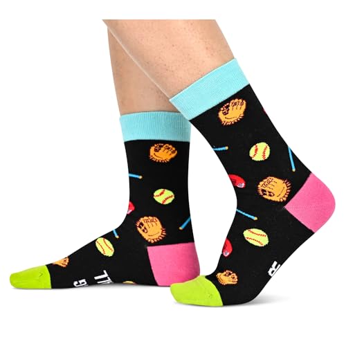 Cute Ball Sports Socks for Sports Lovers, Unisex Softball Socks for Men Women, Funny Softball Gifts for Softball Lovers, Perfect Women Men Softball Socks Gift