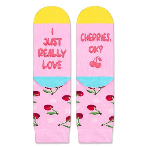 Funny Cherry Socks For Teen Boys Girls Cute Novelty Fruit Socks, Cherry Gifts For Kids 7-10 Years Old