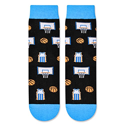 Unisex Novelty Basketball Socks for Kids, Children Ball Sports Socks, Funny Basketball Gifts for Basketball Lovers, Kids' Fun Socks, Perfect Gifts for Boys Girls, Sports Lover Gift, Gifts for 7-10 Years Old