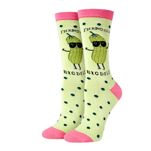 Funny Pickle Socks for Women, Novelty Pickle Gifts For Pickle Lovers, Anniversary Gift For Her, Gift For Mom, Funny Food Socks, Womens Pickle Themed Socks