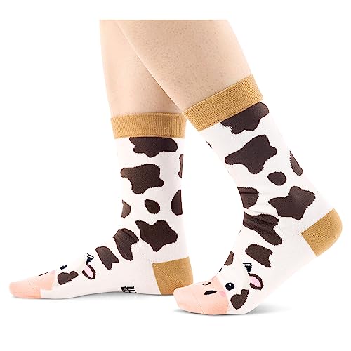 Funny Saying Cow Gifts for Women,Life Is Better With Cows,Novelty Cow Print Socks Cow Lover Gift