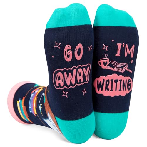 Cool Gifts for Writers Authors, Book Lovers Gifts for Women Men Teens, Funny Author Gifts, Gifts for Students, Crazy Reading Socks Book Socks