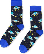 Men's Alien Socks, Funky Socks, Funny Socks, Alien Print Crew Socks for Men, Alien Gifts for UFO Enthusiast, Novelty Socks, Outer Space Gifts